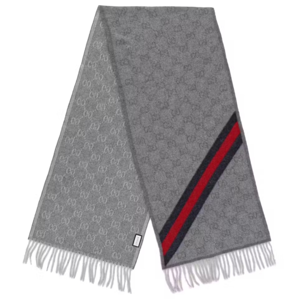 Gucci Wool Logo Scarf Zinc/Blue